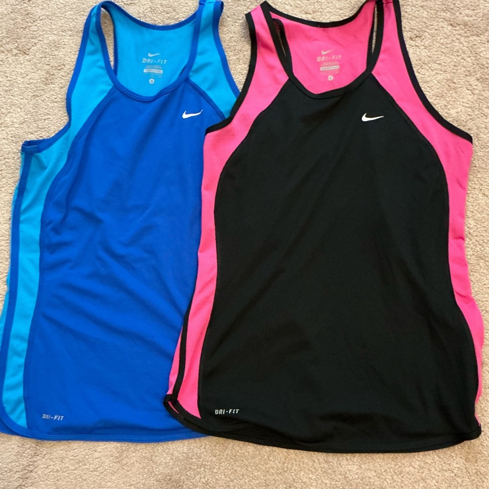 Nike Women's Dri-FIT Tank Tops - Blue and Pink
